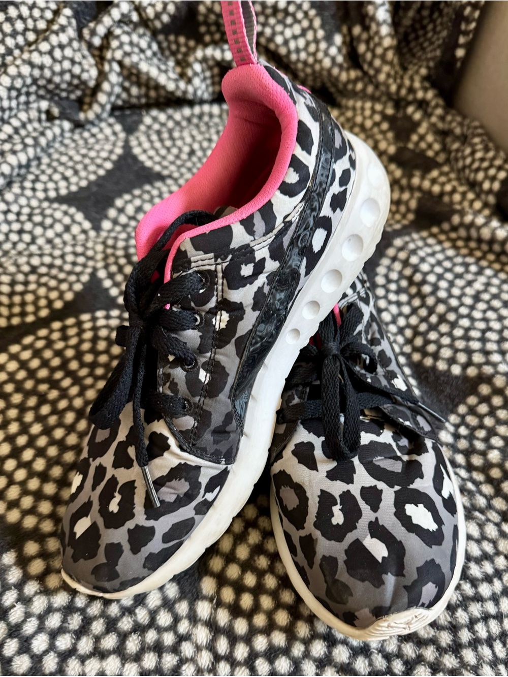 Puma Women’s Black & White Leopard Sneakers with Pink Lining